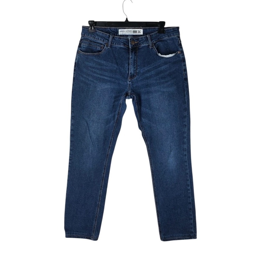 Barbell Apparel Jeans Mens 36 (34x29) Athletic Fit Blue Stretch Denim Altered